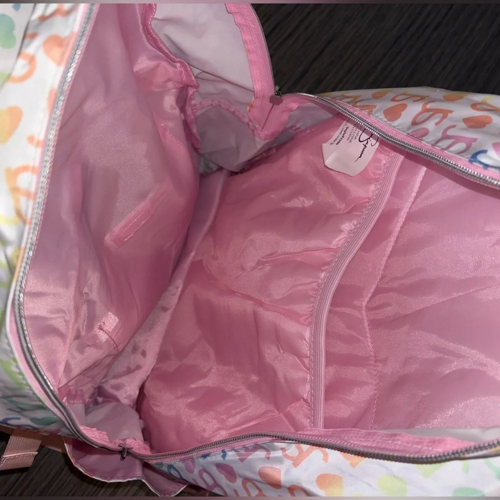 Jessica Simpson Pink Pastel Logo Full Size Backpack and Lunch Bag Set- NWT